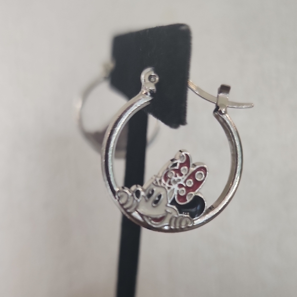 Mininie Mouse Disney Silver Tone Small Hoop Earrings